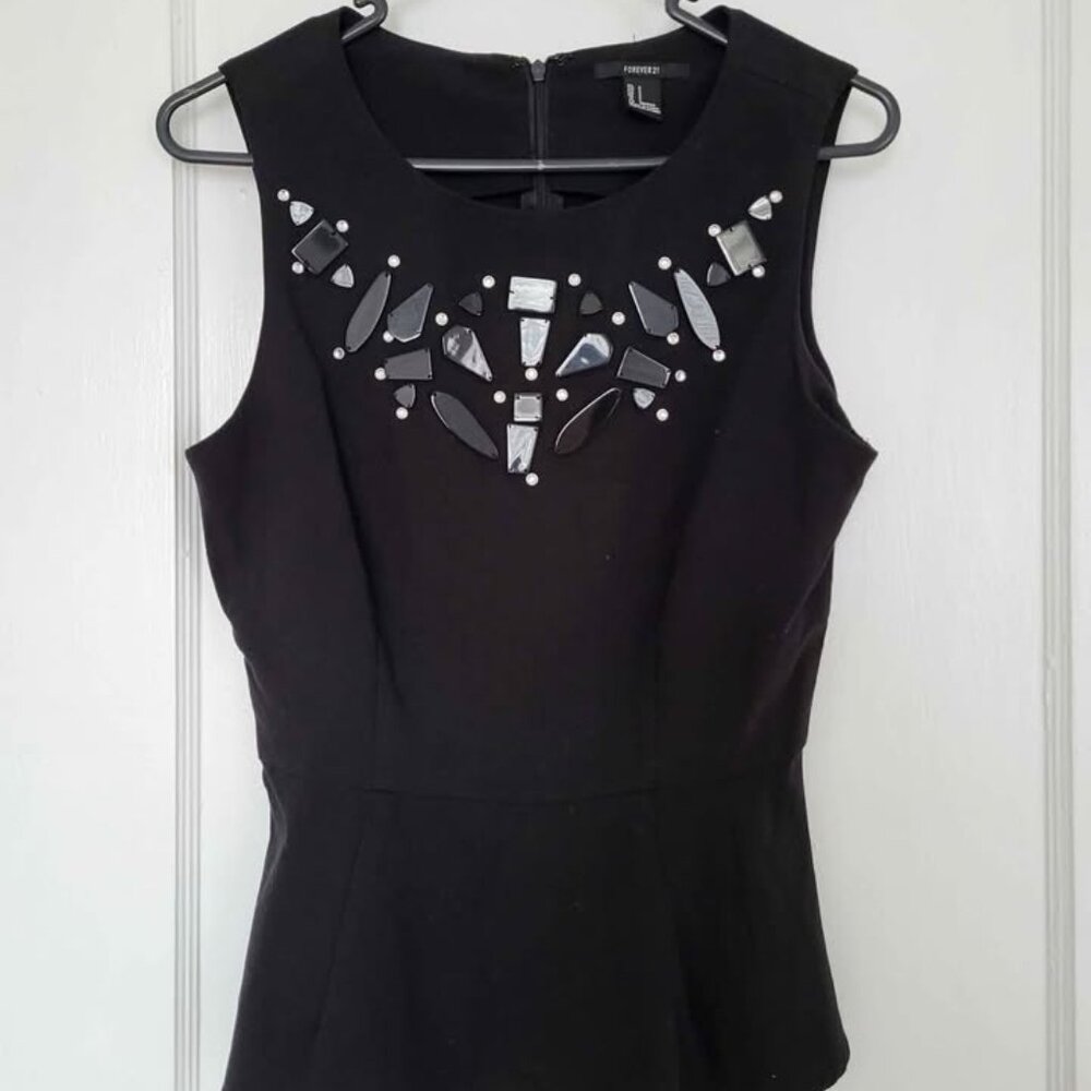Black Sleeveless Peplum Top Size Small